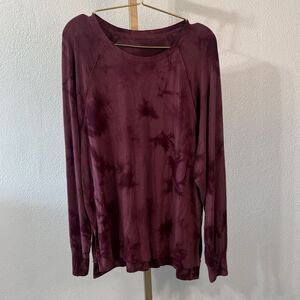 Joylab- Women's Burgundy Tie-Dye Long Sleeve Top- Large